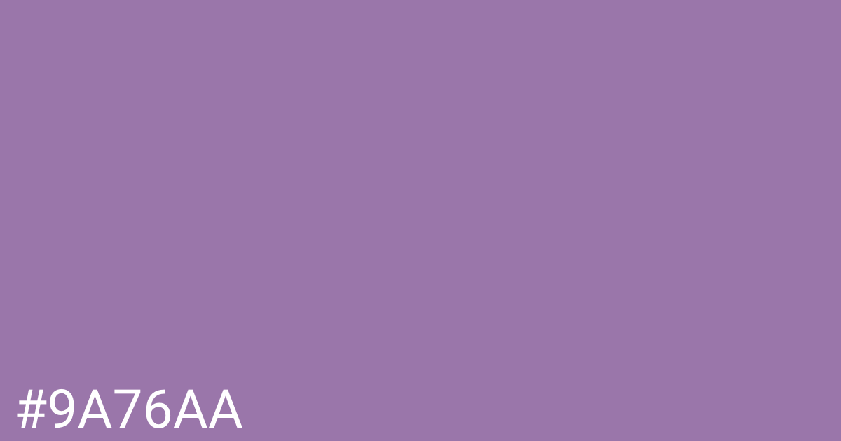 Hex color #9a76aa graphic