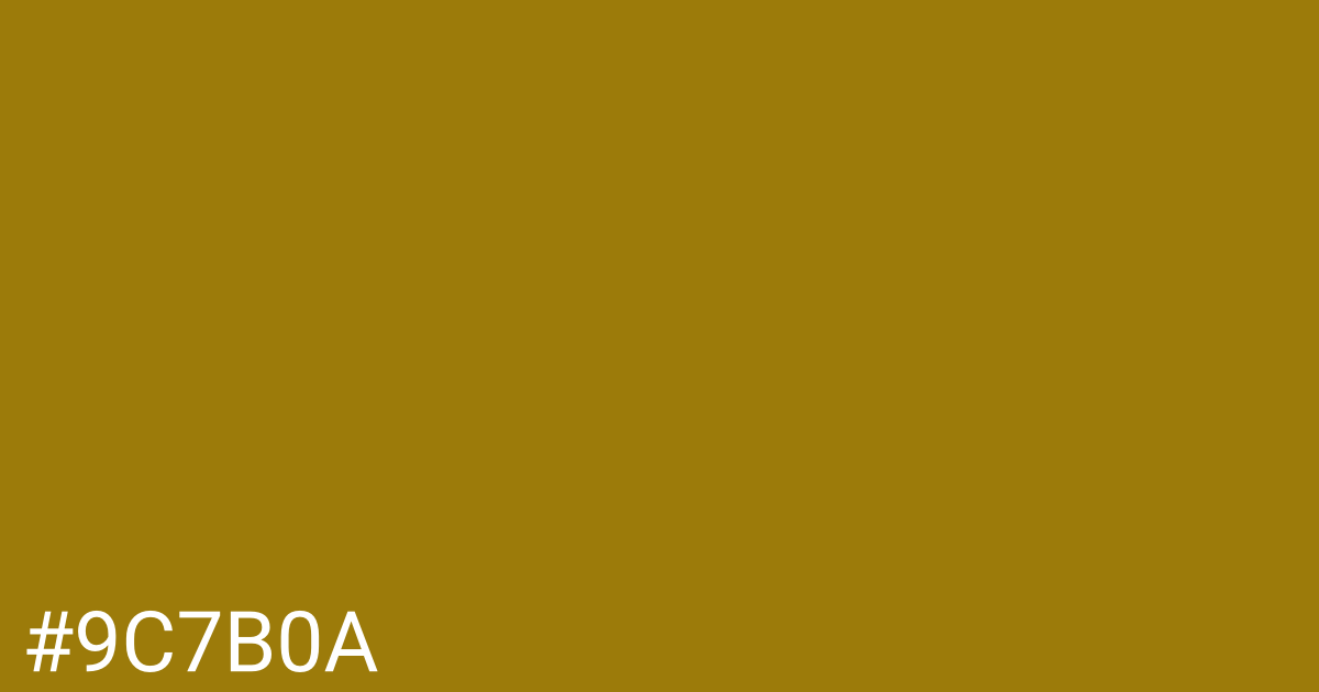 Hex color #9c7b0a graphic