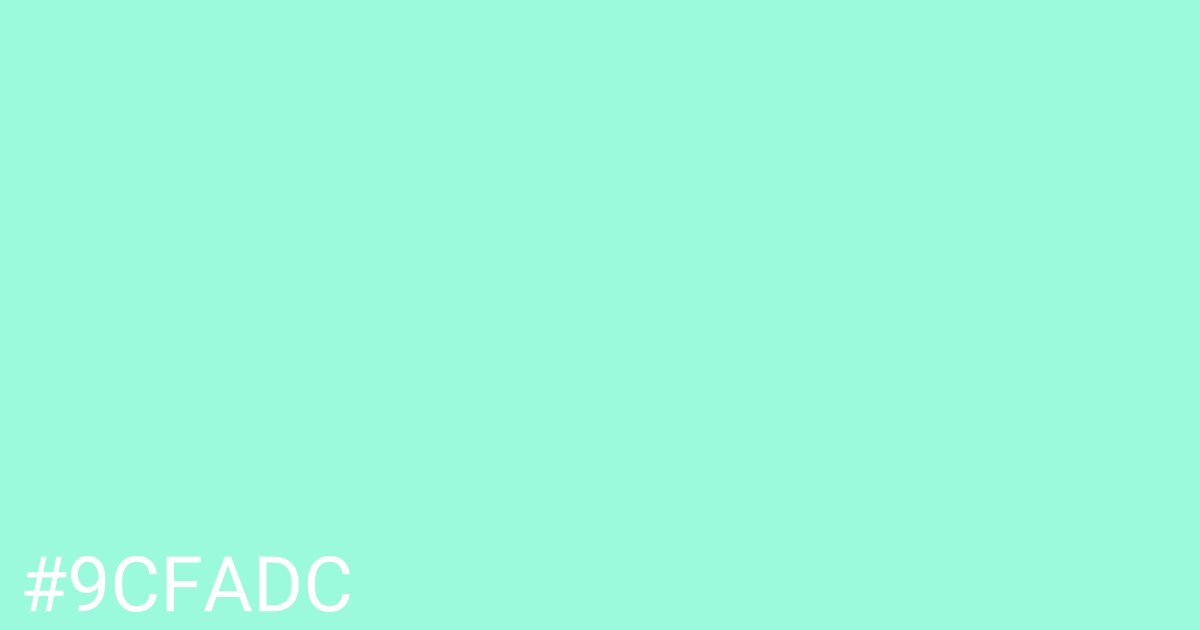 Hex color #9cfadc graphic