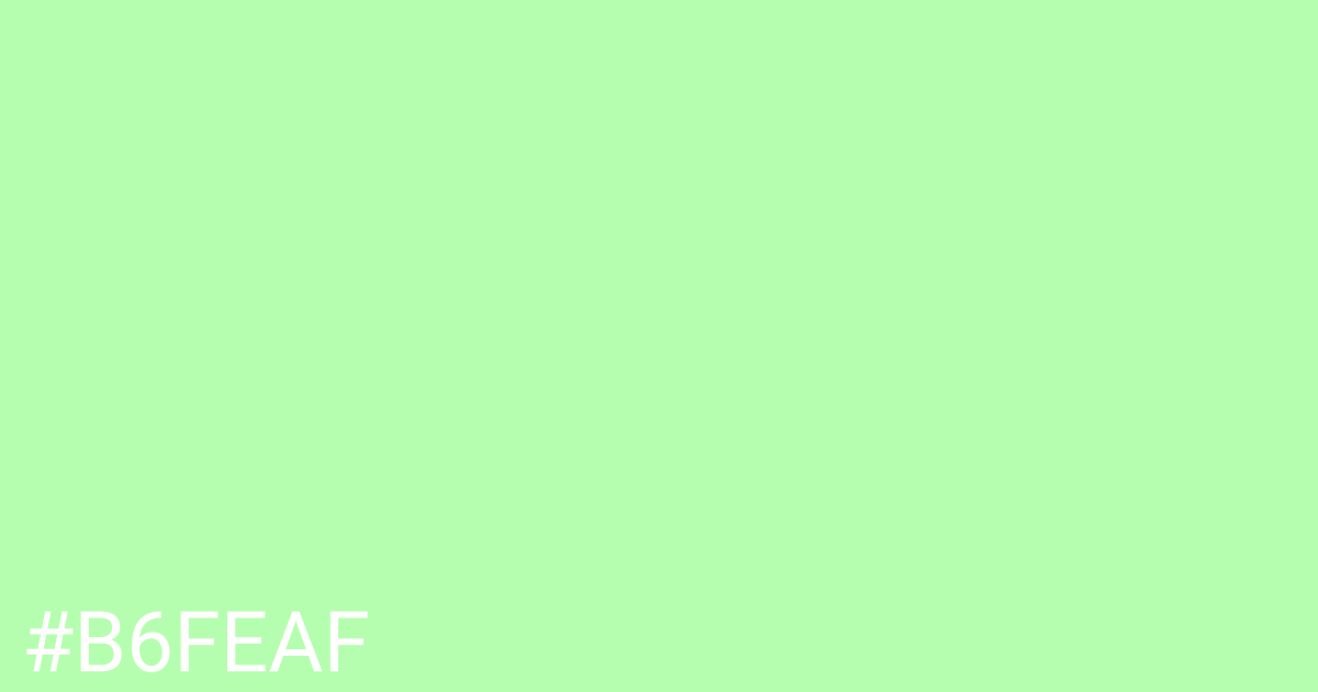 Hex color #b6feaf graphic