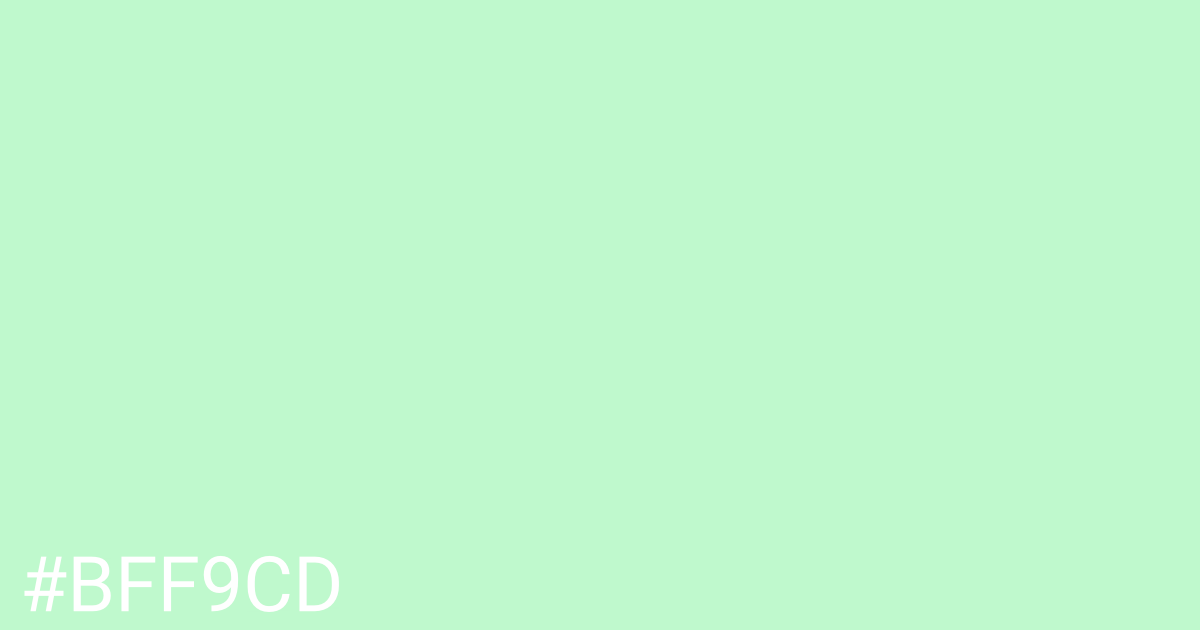 Hex color #bff9cd graphic
