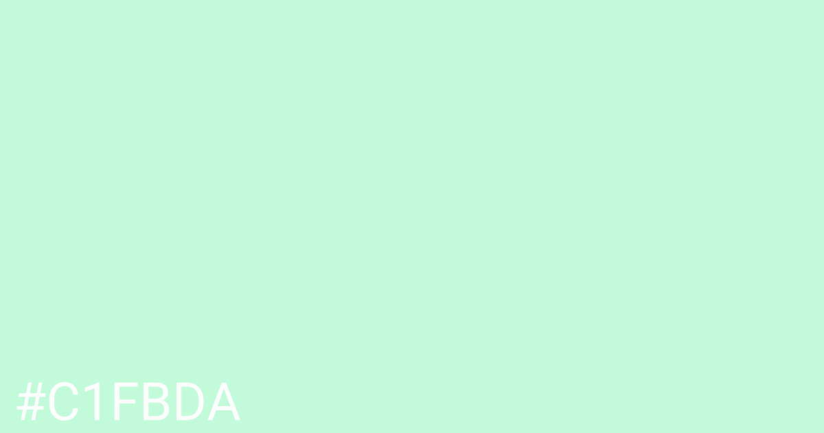 Hex color #c1fbda graphic