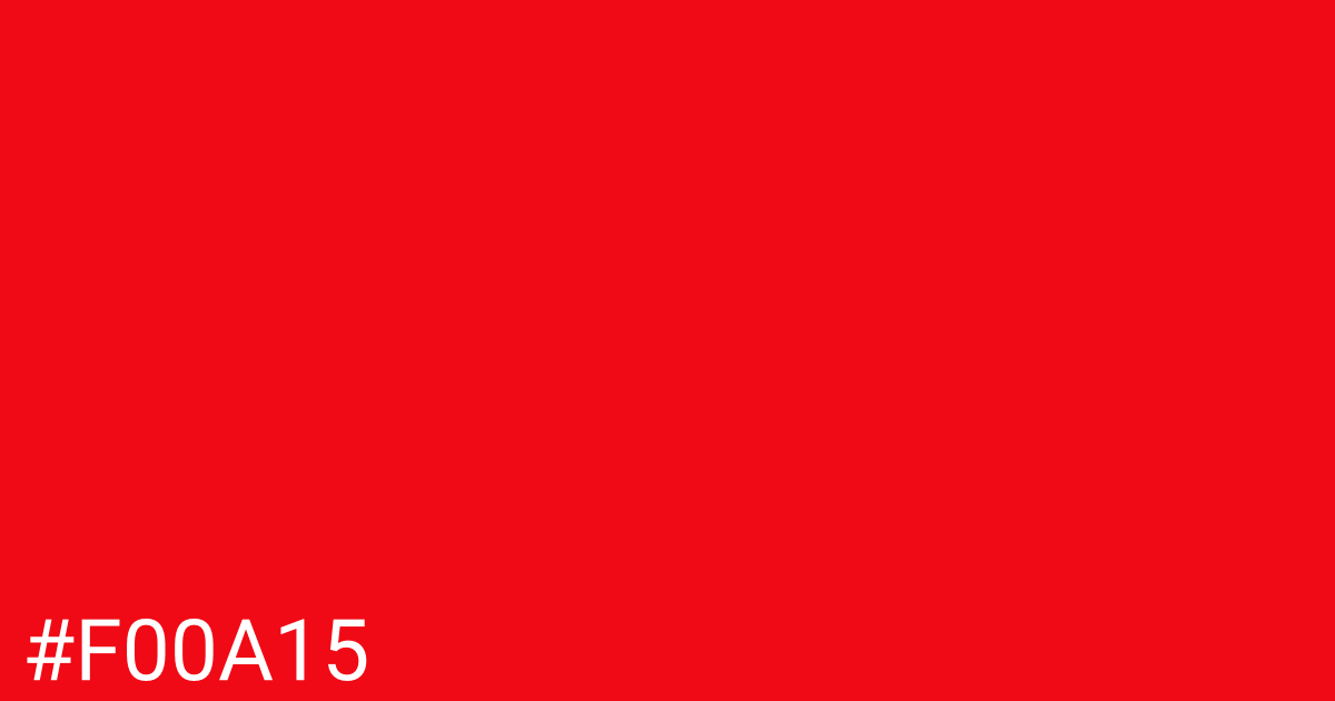 Hex color #f00a15 graphic